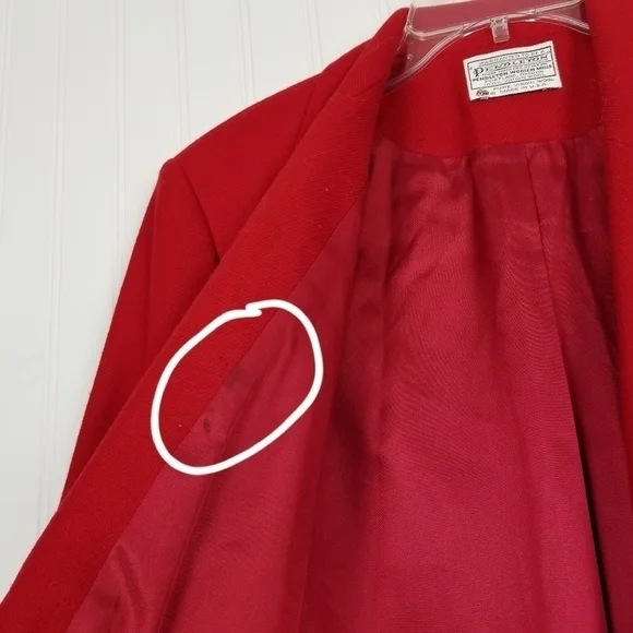 Vintage 80s Pendleton 100% Wool Blazer Red Gold Embossed Buttons Size 8 USA - Picture 15 of 16